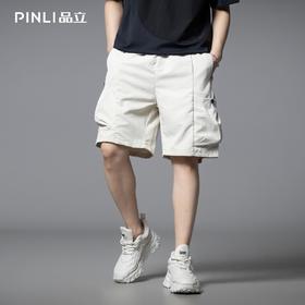 PINLI品立2025夏季新款男户外工装短裤潮流个性大口袋宽松五分裤GD252117373