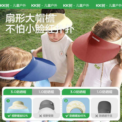 KK树原纱儿童防晒帽夏季男童女童户外遮阳帽宝宝空顶太阳帽大帽檐零压运动一体帽 商品图2