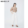 NEELLY纳俪商场同款夏新款泡泡袖V领衬衫女碎花桑蚕丝单排扣上衣N25054B04627 商品缩略图0