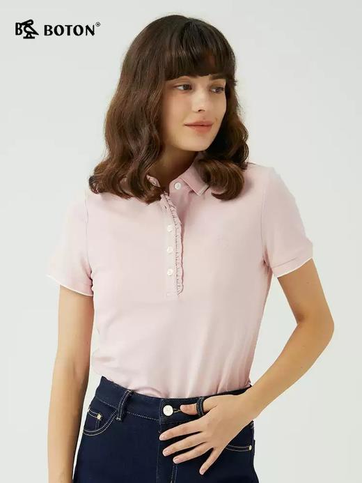 波顿女士夏季纯色短袖POLO设计感小众保罗衫LT291223 商品图5