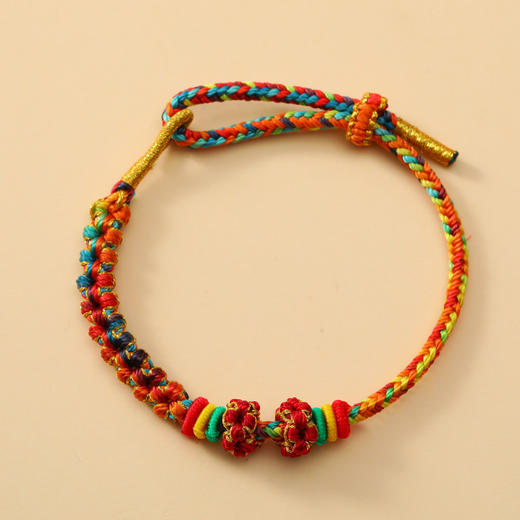 【端午节桃花结手绳】男女diy半成品 可穿珠配饰手链 十里桃花五彩手绳 商品图6