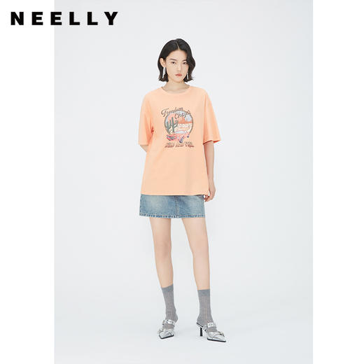 NEELLY纳俪商场同款夏新款美式复古高腰牛仔半身裙女时尚工装短裙N25054E04625 商品图0