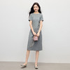 【专属特价】熙世界灰色通勤闪片圆领连衣裙女夏季新款简约休闲收腰T恤长裙子 商品缩略图4