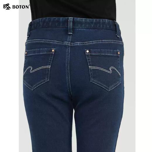 波顿女士直筒牛仔裤女秋深蓝色火山岩储热保暖显高显瘦休闲百搭长裤子LE262321 商品图2