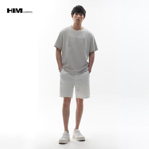 HIM漢崇 舒适松紧腰五分短裤简约字母烫压宽松休闲裤 2026夏季 商品图1