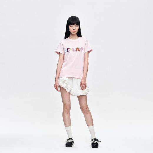 Herlian2025年夏季新品女士短袖彩色字母LOGO印花休闲TEE 商品图1