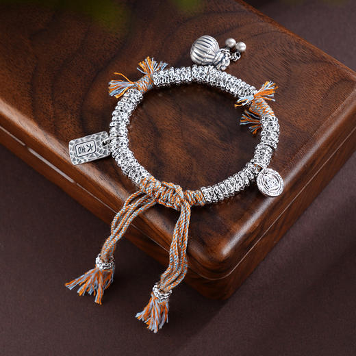 子佩集S925银【迎吉纳福】手链【SL01044】纯银钱串腰缠万贯大吉盘缠盘缠2504 商品图4