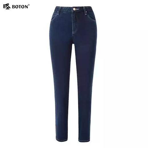 波顿女士直筒牛仔裤女秋深蓝色火山岩储热保暖显高显瘦休闲百搭长裤子LE262321 商品图4