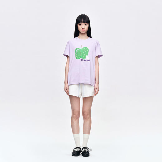 Herlian2025年夏季新品女士一颗苹果小狗图案印花TEE 商品图0