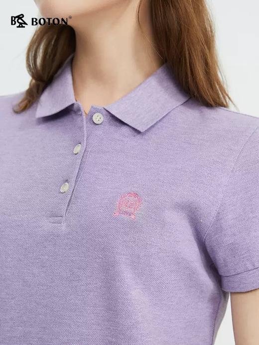 波顿女士春夏季纯色棉美式休闲Polo衫浅紫色短袖TLT312224 商品图1