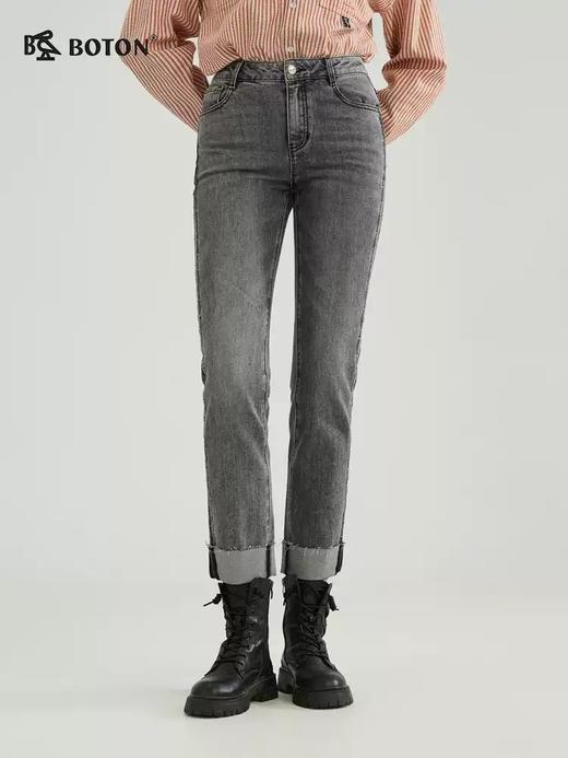 【复古收腰】波顿女士春秋季时尚修身九分裤高腰牛仔裤LF650123 商品图4