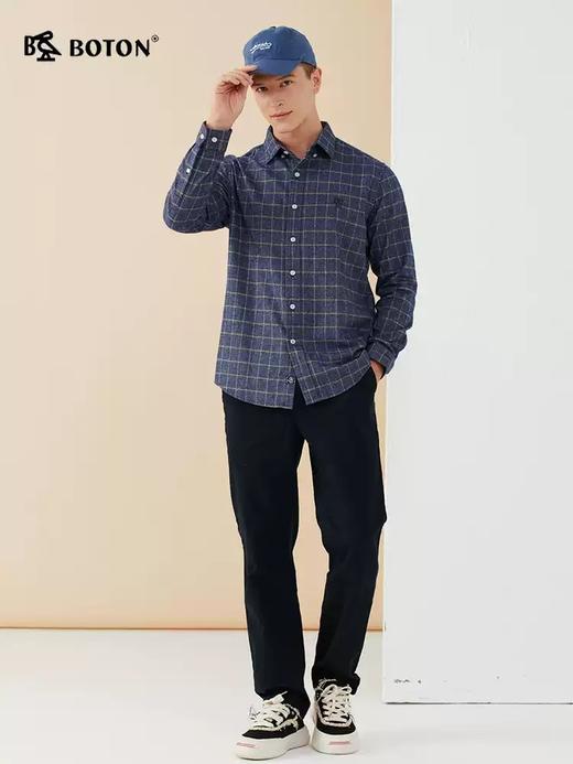 波顿男士秋冬季直筒宽松灰色棉弹休闲长裤ME825322 商品图5