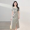 【专属特价】熙世界通勤休闲风条纹连衣裙女夏季2025年新款短袖气质开叉长裙子 商品缩略图3