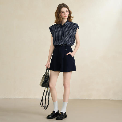 设计感简约百搭压褶短裤女夏季干练通勤款高腰短裤V0050316 商品图1