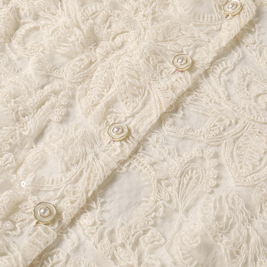 奢姿大码女装2025夏季气质温柔拼接雪纺蕾丝衬衫胖妹妹V领上衣9952253351 商品图4