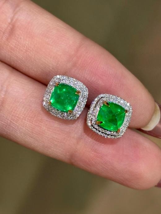 3.2ct糖塔祖母绿耳钉 商品图0