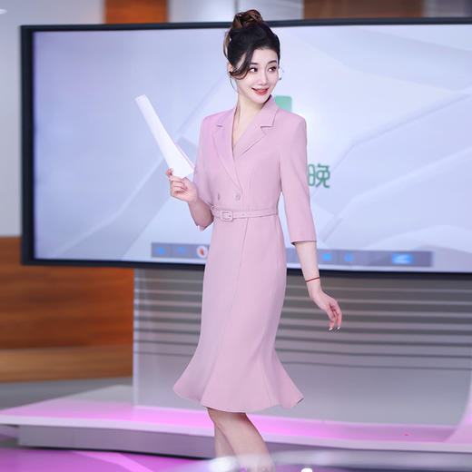 IWY/气质优雅紫色连衣裙女法式名媛主持上镜职业裙正式场合套裙Q1272 商品图4