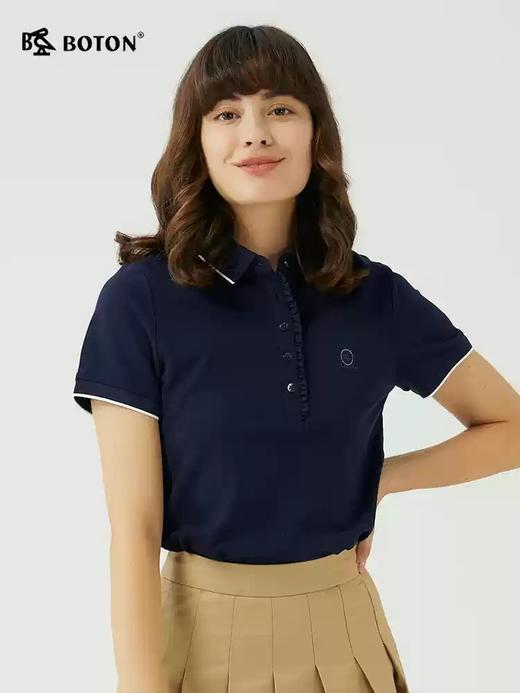 波顿女士夏季纯色短袖POLO设计感小众保罗衫LT291223 商品图4