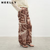 NEELLY纳俪商场同款夏季新款时尚斑纹垂感休闲裤女显瘦气质直筒裤N25045H01103 商品缩略图0
