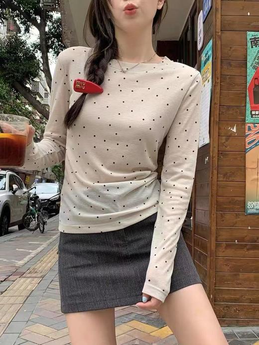 冰点价！仅限11.11！退货勿拍  设计师品牌-5521波点薄款修身圆领打底上衣-喜出 商品图2