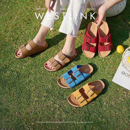 西遇勃肯凉拖鞋女夏季外穿新款多巴胺彩色厚底沙滩鞋一字拖鞋D0956661 商品图0