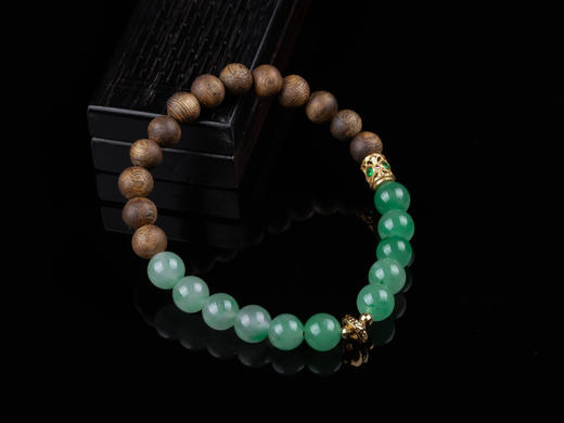 XY0268沉香+非洲翠925银手串 商品图2