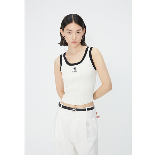 NEELLY纳俪商场同款夏季新款时尚撞色无袖背心女修身显瘦套头上衣N25054A04662 商品图1