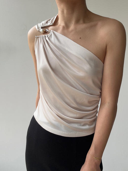 SIJIA｜斜肩金属扣上衣 [ 米白SS2548  ] 商品图0