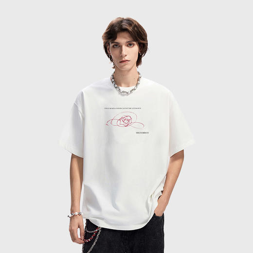 IDEVERRAY夏季2025新款花卉字母印花休闲情侣装圆领短袖男女士宽松t恤21MSL-ID25SSFAT021 商品图2