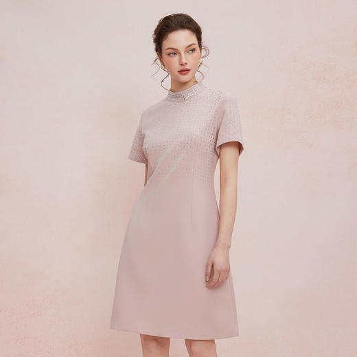 QF851斯尔丽2025新款宴会小礼服直身款显瘦显高精致烫钻小立领连衣裙 商品图2