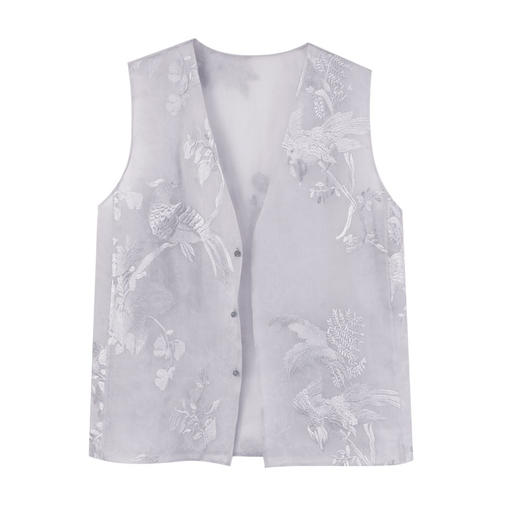 玳莎新中式国风马甲女2025年夏季新款精美重工刺绣真丝无袖背心 FB37001 商品图4