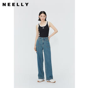NEELLY纳俪商场同款夏季新款时尚撞色无袖背心女修身显瘦套头上衣N25054A04662