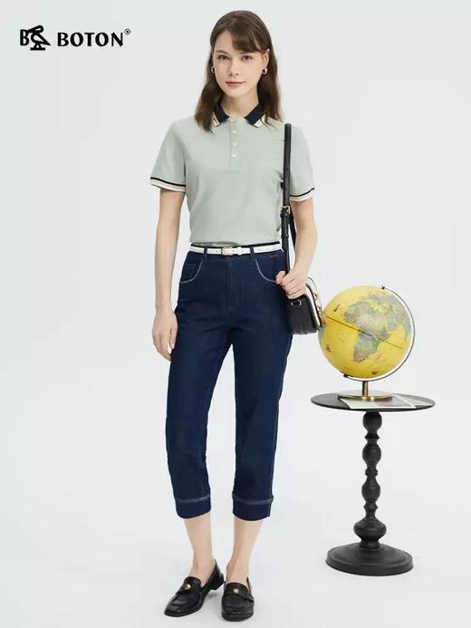 波顿女士夏季深蓝色直筒美式七分牛仔裤LF660224 商品图4