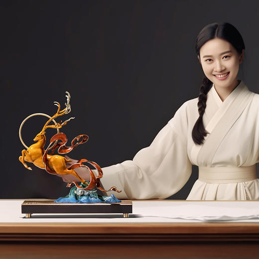 朱炳仁铜 鹿王金鸿 客厅鹿摆件玄关书房装饰礼品 商品图3