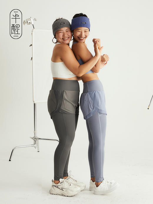 半醒夏季凉感二合一运动裤显瘦显高跑步速干裸感裤 商品图1