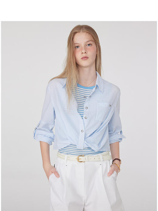 Teenie Weenie小熊字母衬衫女夏季女衬衣TTYA252502W 商品图0