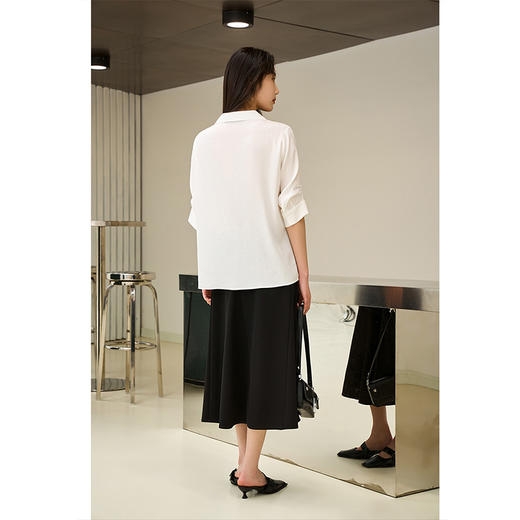 NEELLY纳俪商场同款夏新款高腰黑色显瘦赫本风半身裙女百搭A字裙N25054C04654 商品图3