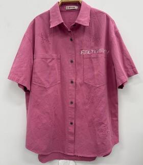 MZ翻领双口袋小标短袖衬衫（红）春季 151090170321