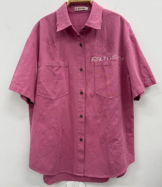 MZ翻领双口袋小标短袖衬衫（红）春季 151090170321 商品图0