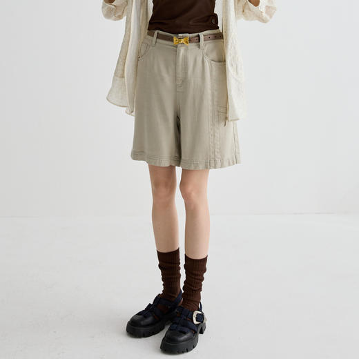 谜底短裤女2025夏新品百搭日常莱赛尔丝滑合身牛仔短裤252MK0687 商品图0