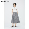 NEELLY纳俪商场同款夏季新款高腰黑白格半身裙女百搭中长款A字裙N25054E04624 商品缩略图0