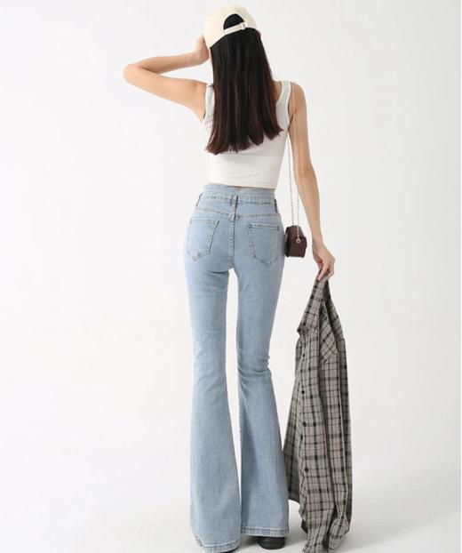 老米优品🎈腿精裤！！高弹+前开叉《牛仔微喇裤》修腿神器，女神必备呀~ 商品图7