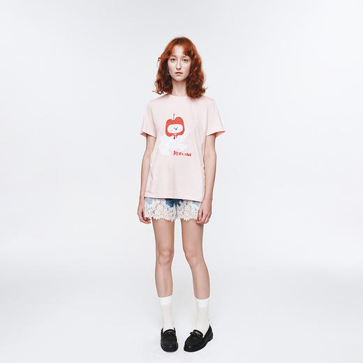 Herlian2025年春夏新品苹果小狗logo图案设计宽松T恤休闲短袖 商品图0