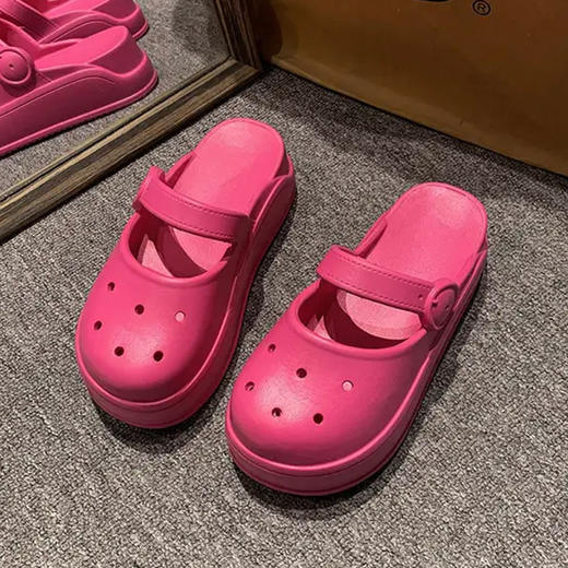 【氛围感十足】洞洞鞋厚底凉拖鞋女士夏季外穿室内居家少女心网红同款沙滩凉拖鞋。ry 商品图5