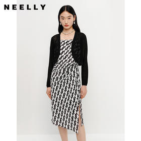 NEELLY纳俪商场同款夏季新款短款透气针织衫女时尚薄款开衫上衣N25054A04571