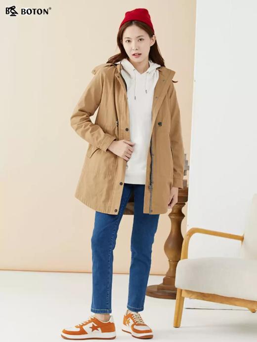 波顿女士春秋季季甩帽夹克中长款休闲防风外套LJ835123 商品图4