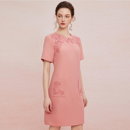 QF842斯尔丽25新款宴会小礼服镂空绣花工艺直身显瘦膝上裙型显高连衣裙 商品图2