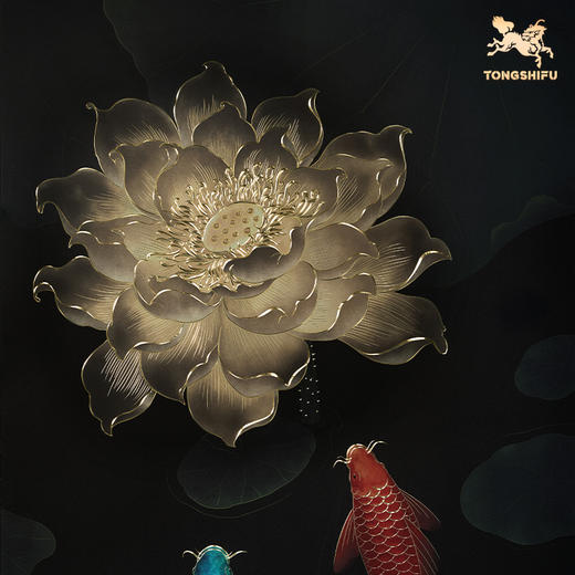铜师傅 手工錾刻 铜雕画《福运锦鲤》客厅玄关沙发背景墙装饰画 商品图5