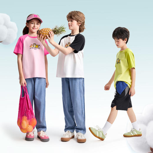 男女童速干圆领短袖针织衫夏季新款安奈儿童装EM521114 商品图2