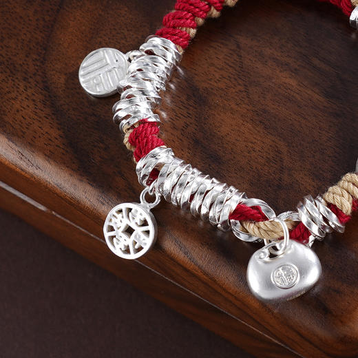 子佩集S925银【喜事连连】手链【SL00745】纯银钱串腰缠万贯招财纳福盘缠盘缠2504 商品图7